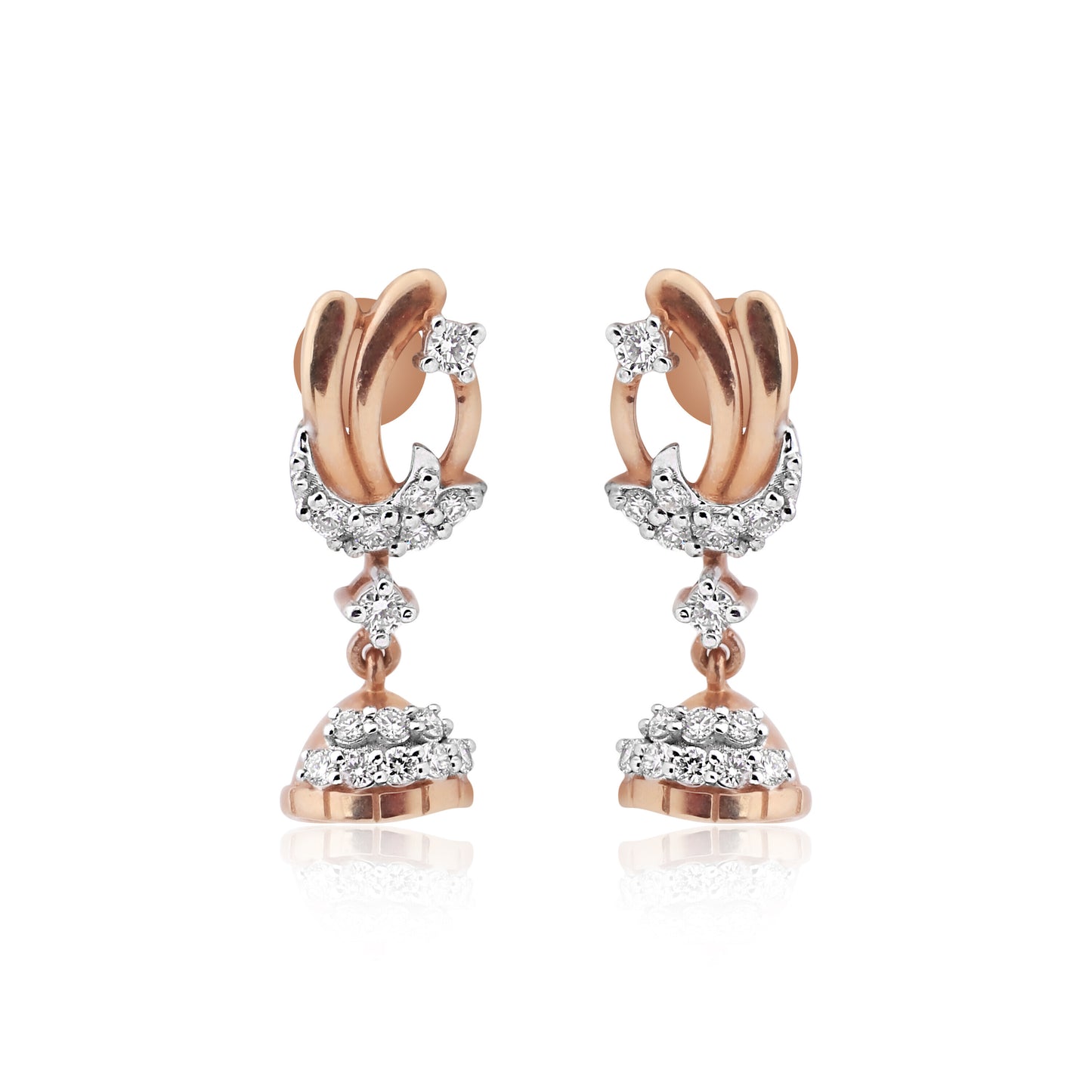IGI Certified 0.42 Ct Diamond Stud Earrings 18k Gold Tops For Jewelry