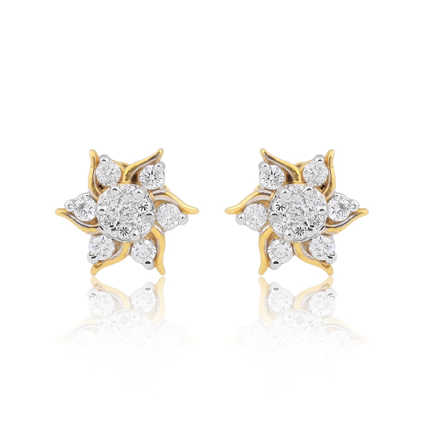 IGI Certified 0.59 Ct Diamond Earrings H-I I1-I2 Round 18K Gold Jewelry