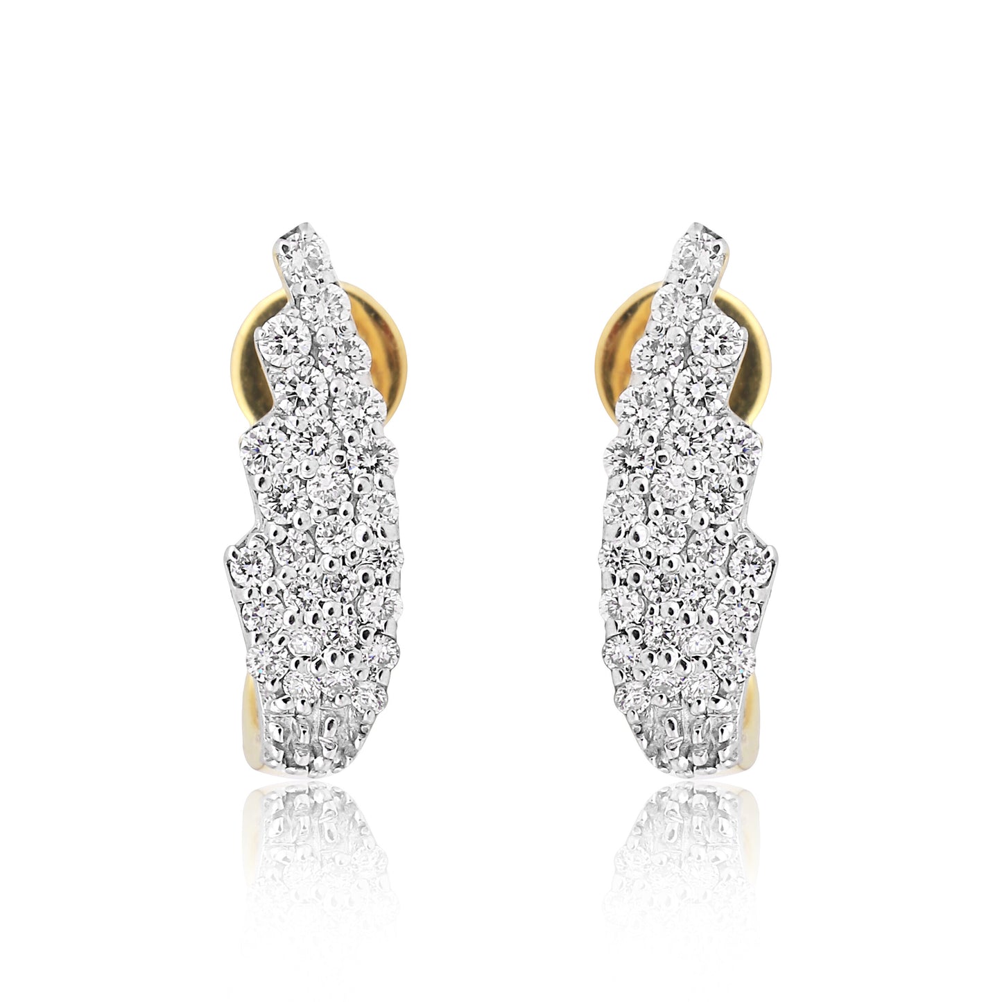 0.43 Ct Brilliant Cut Diamond Stud Earrings IGI Certified G-H VS 18K Gold