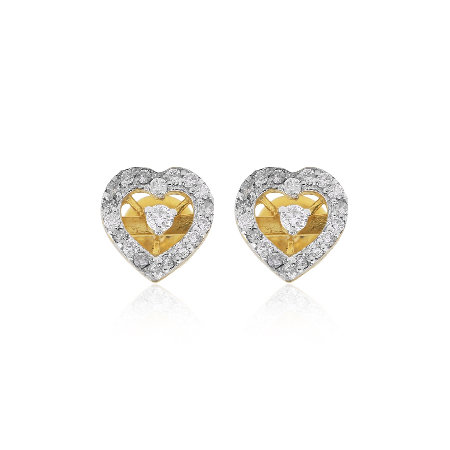 0.44 Ct Round Diamond Earrings IGI Certified G-H-I SI2-I1 18K Gold Jewelry