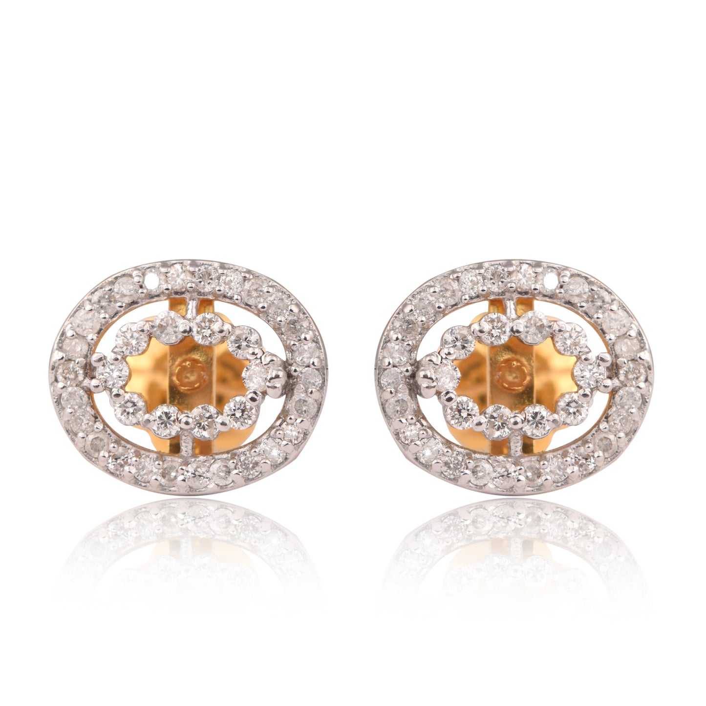 Luxury 0.65 Ct Diamond Stud Earrings IGI Certified H-I SI-I1 Round 18K Gold