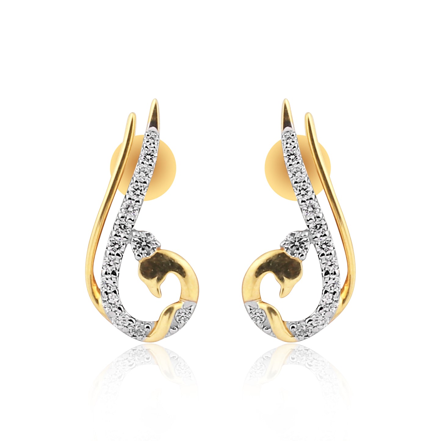0.47 Ct Natural Diamond Stud Earrings IGI Certified G-H VS Round 18K Gold Tops