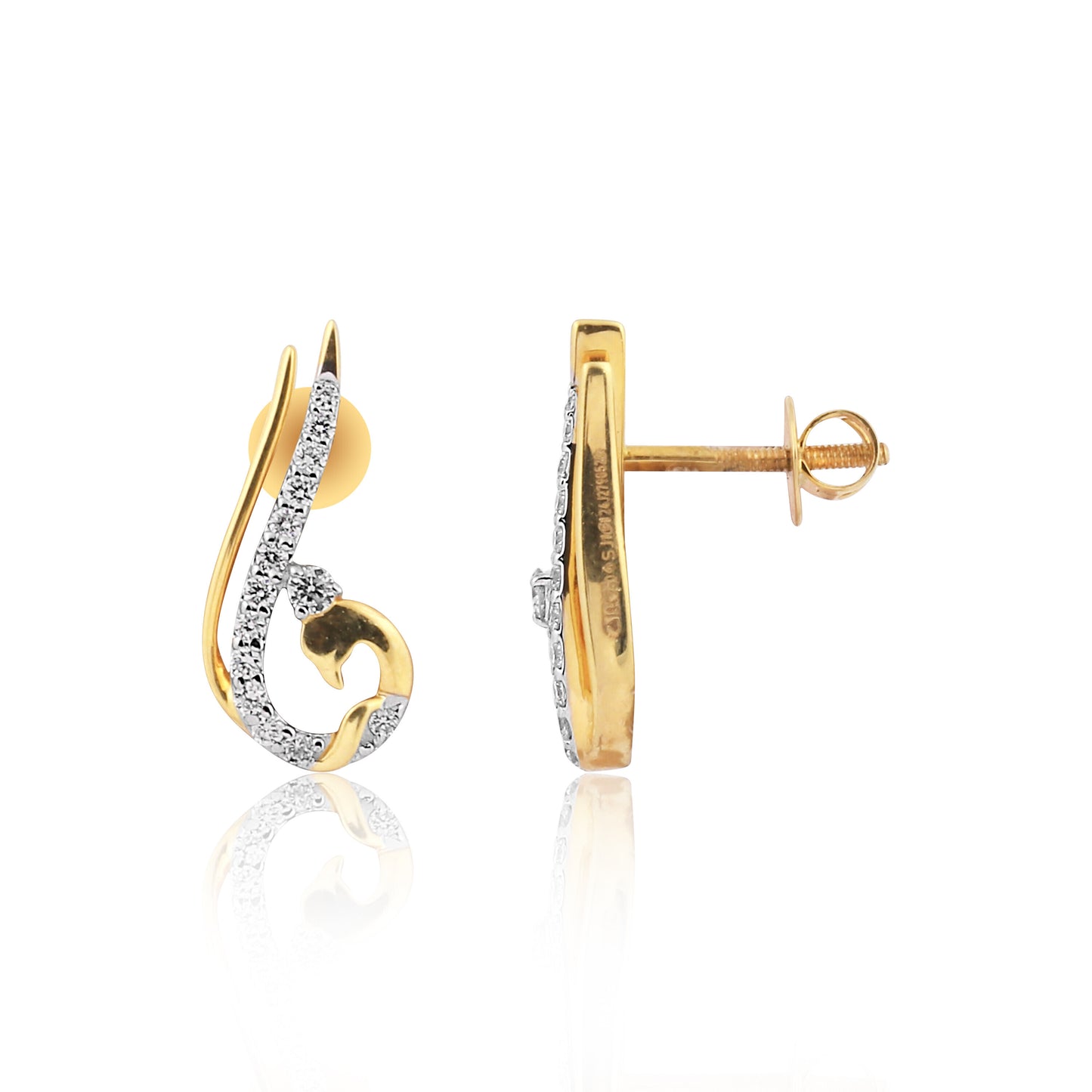 0.47 Ct Natural Diamond Stud Earrings IGI Certified G-H VS Round 18K Gold Tops