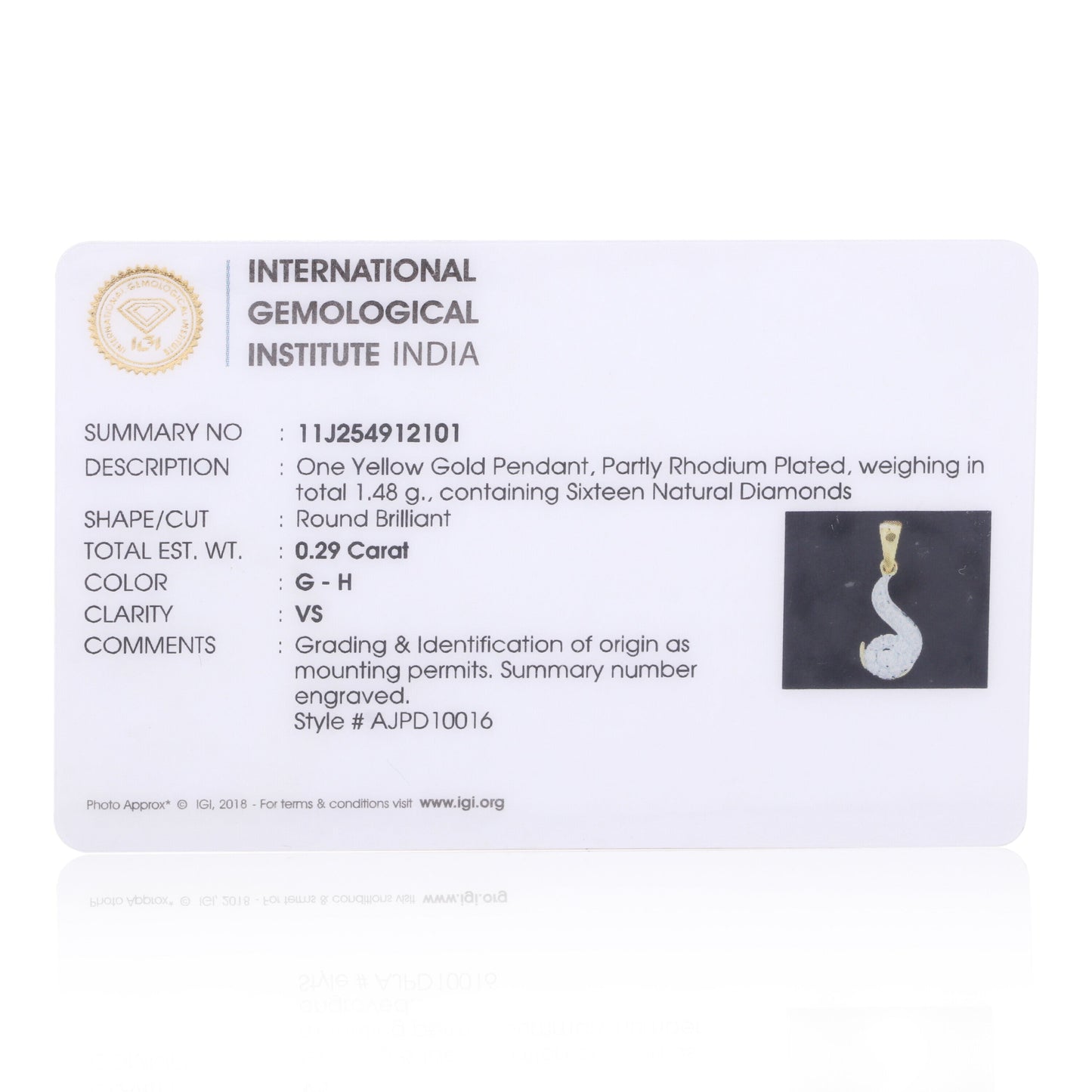 0.40 Ct IGI Certified Natural Diamond Necklace Pendant in 18K Gold Jewellry - view 5