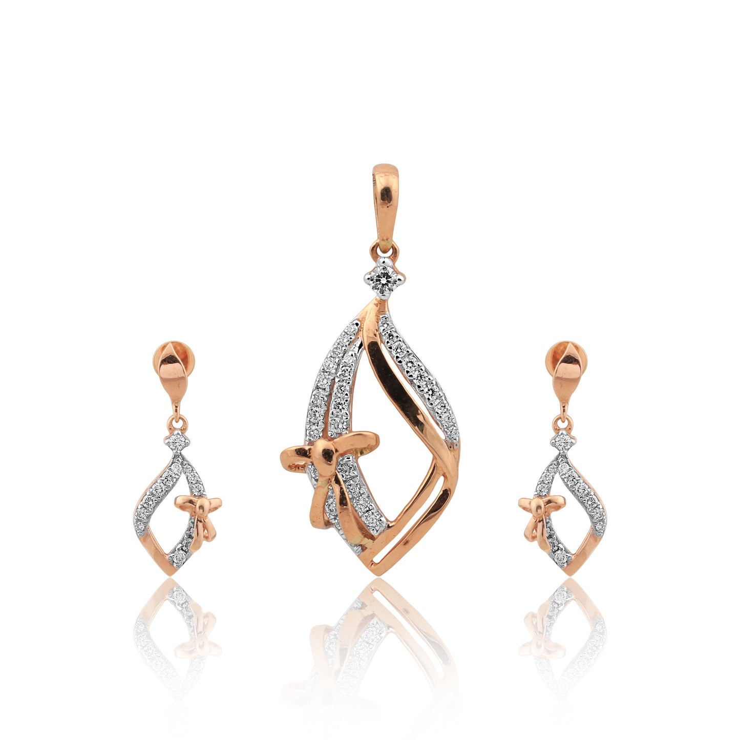0.94 Ct Natural Diamond Pendant Set 18K Gold G-H-I VS Jewelry for Women - view 3