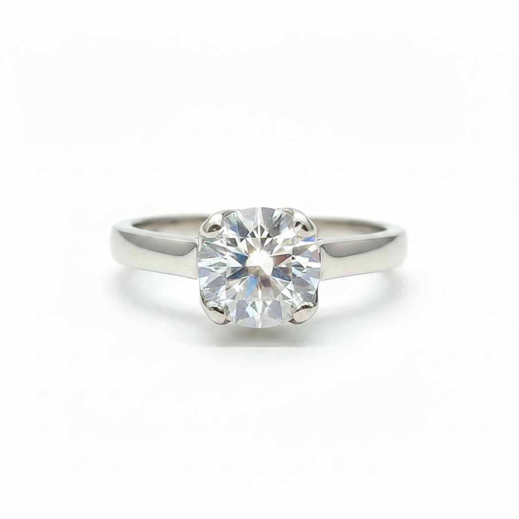 1.30 Ct Certified Cushion Cut White Moissanite Solitaire Ring For Wife 18K Gold Pla 18K Gold Plated