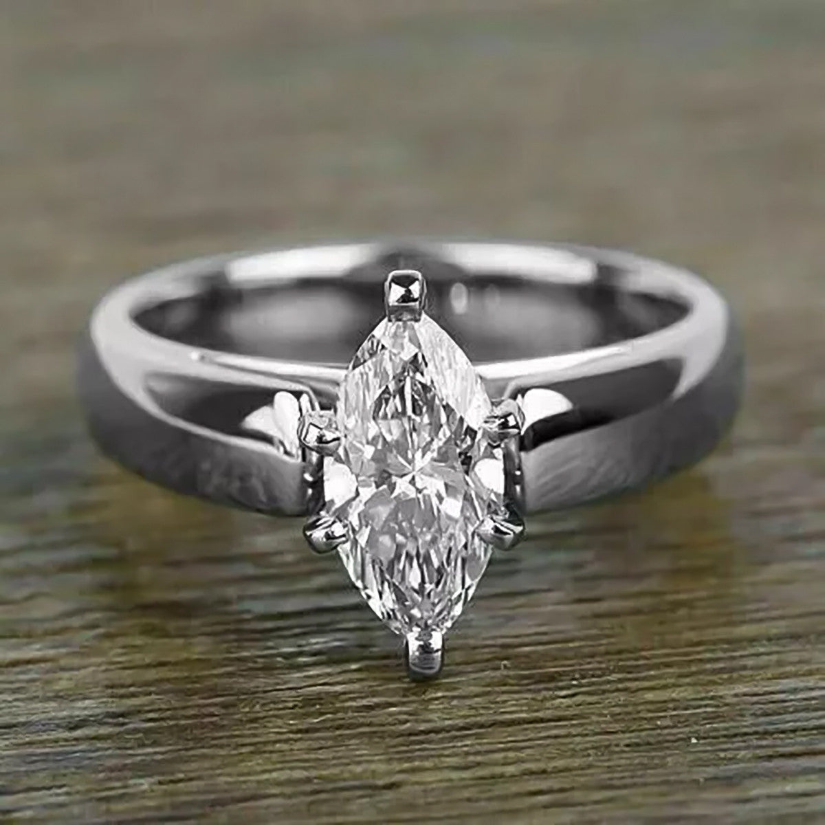 3 Ct Certified Marquise Cut White Moissanite Solitaire Ring For Daughter 18K Gold P 18K Gold Plated