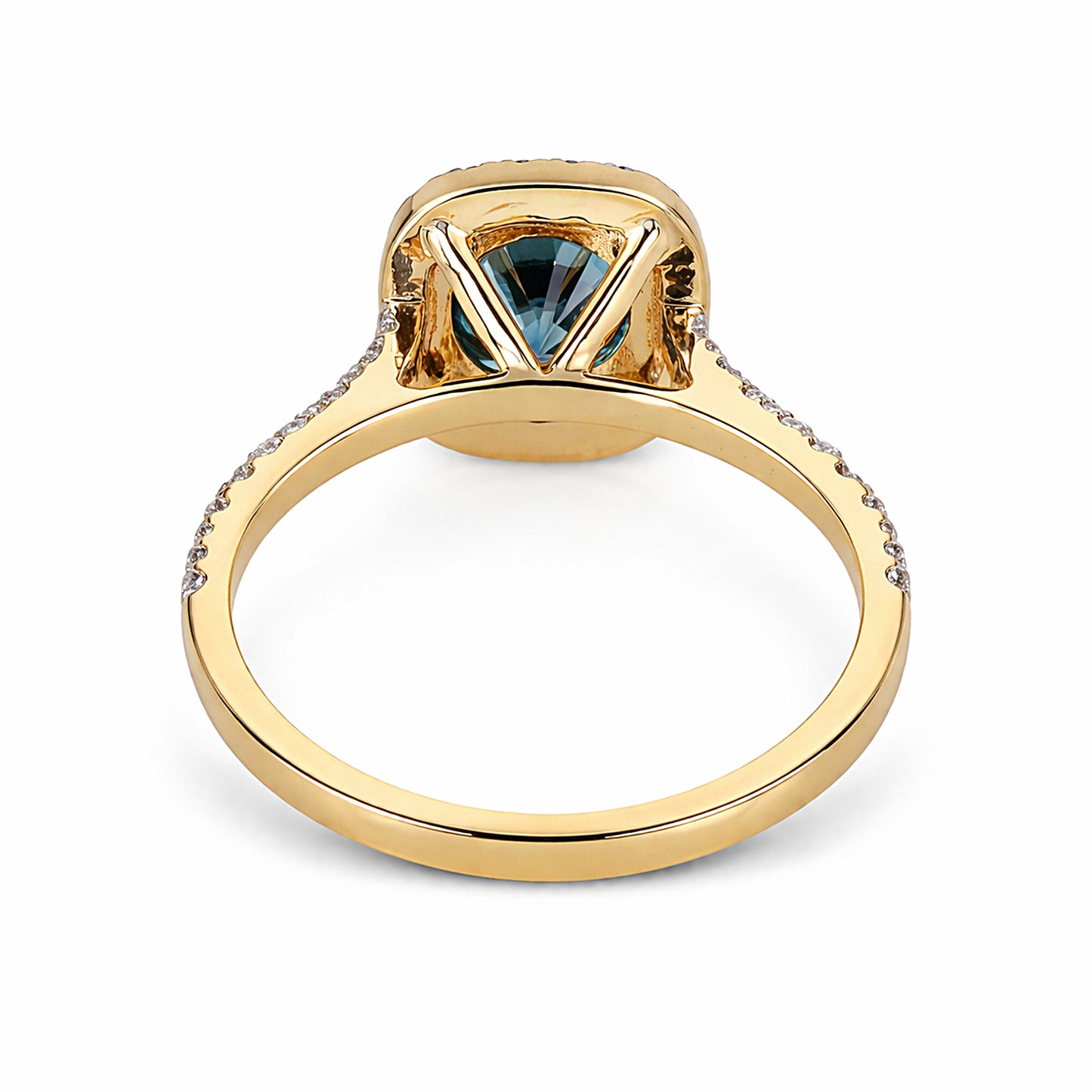 1.5 Ct Round Cut Fancy Vivid Blue Lab Grown Diamond Ring - GEMHUB & CO. - View 3