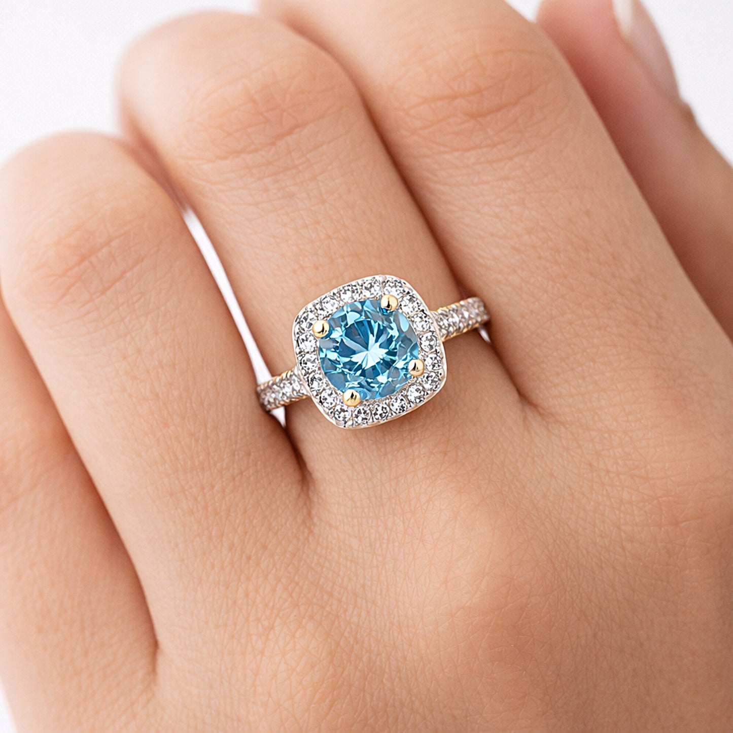 1.5 Ct Round Cut Fancy Vivid Blue Lab Grown Diamond Ring - GEMHUB & CO. - View 6