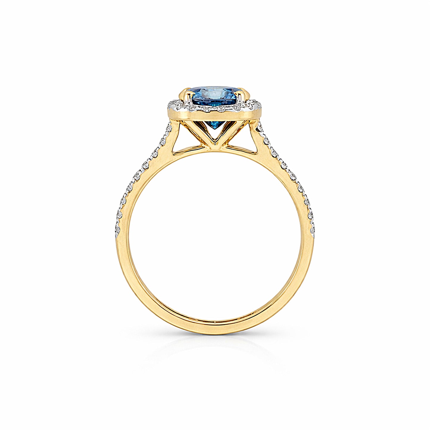 1.5 Ct Round Cut Fancy Vivid Blue Lab Grown Diamond Ring - GEMHUB & CO. - View 5