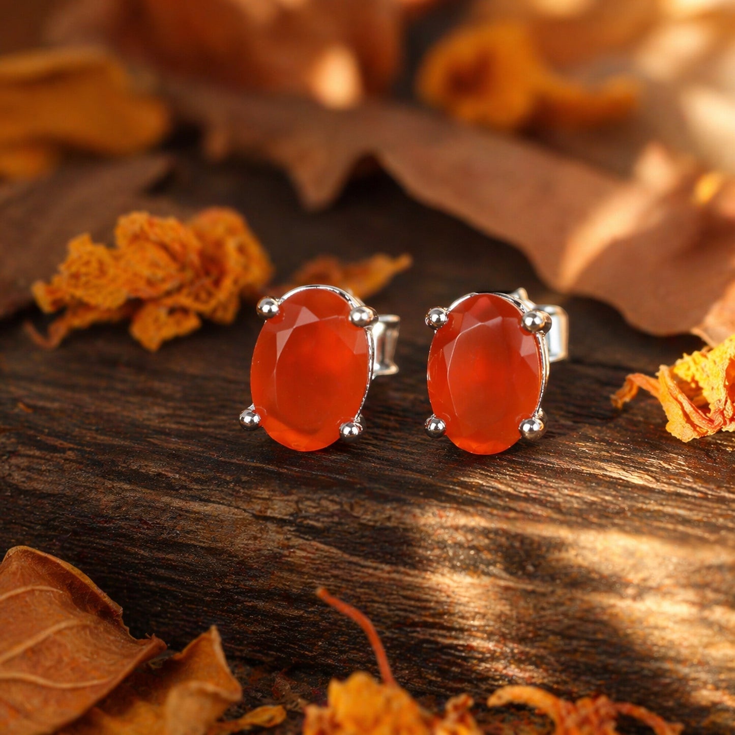 10 Ct Natural Orange Carnelian Earrings - GEMHUB & CO. - View 3