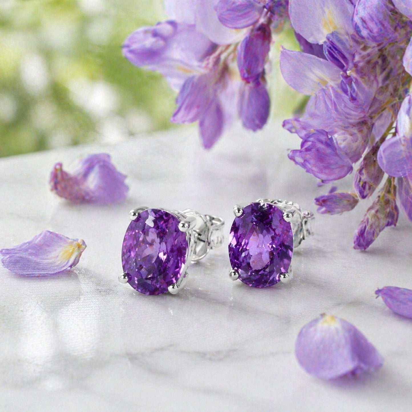 10 Ct Natural Purple Amethyst Earrings - GEMHUB & CO. - View 3