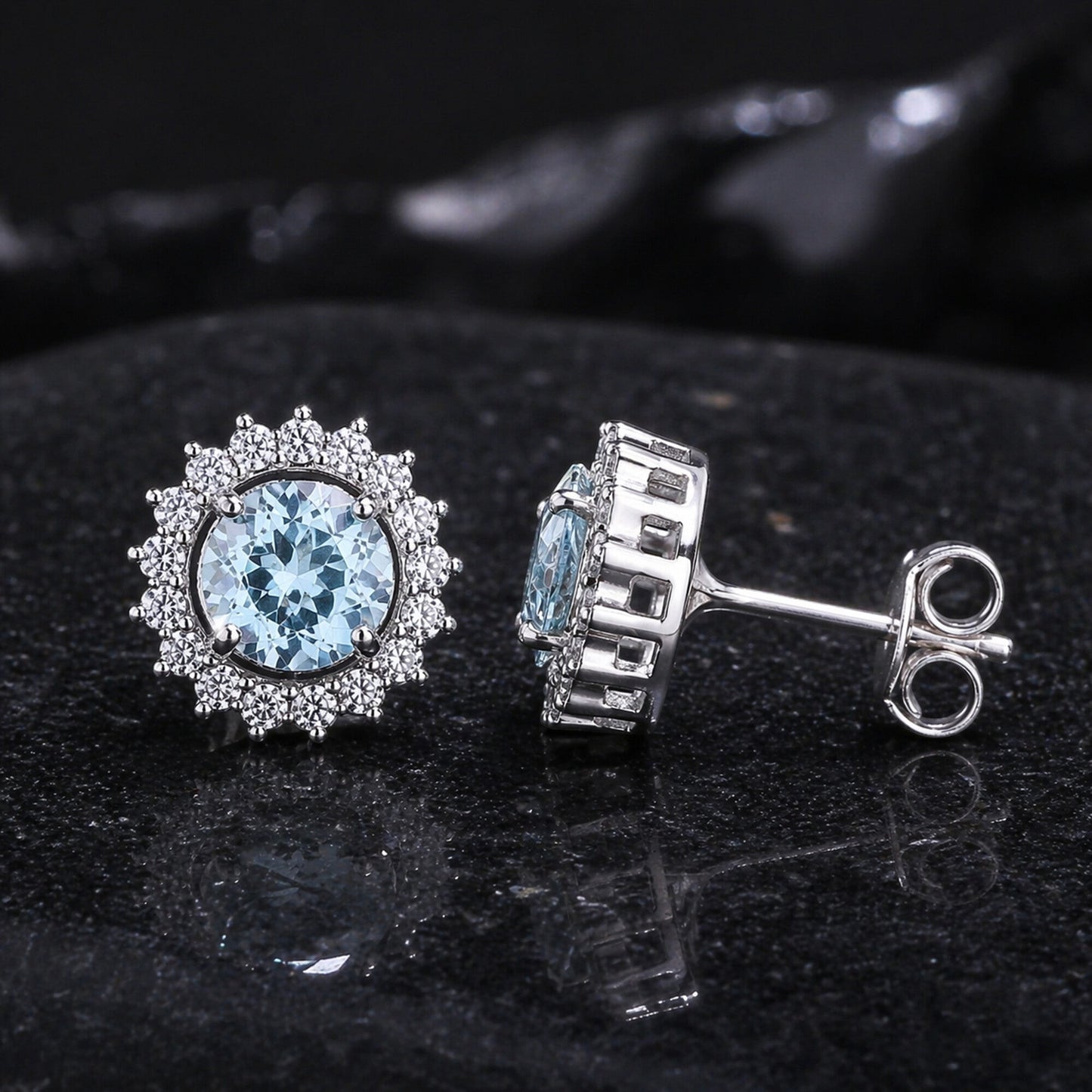 10 Ct Natural Aqua Sky Aquamarine Earrings - GEMHUB & CO. - View 2