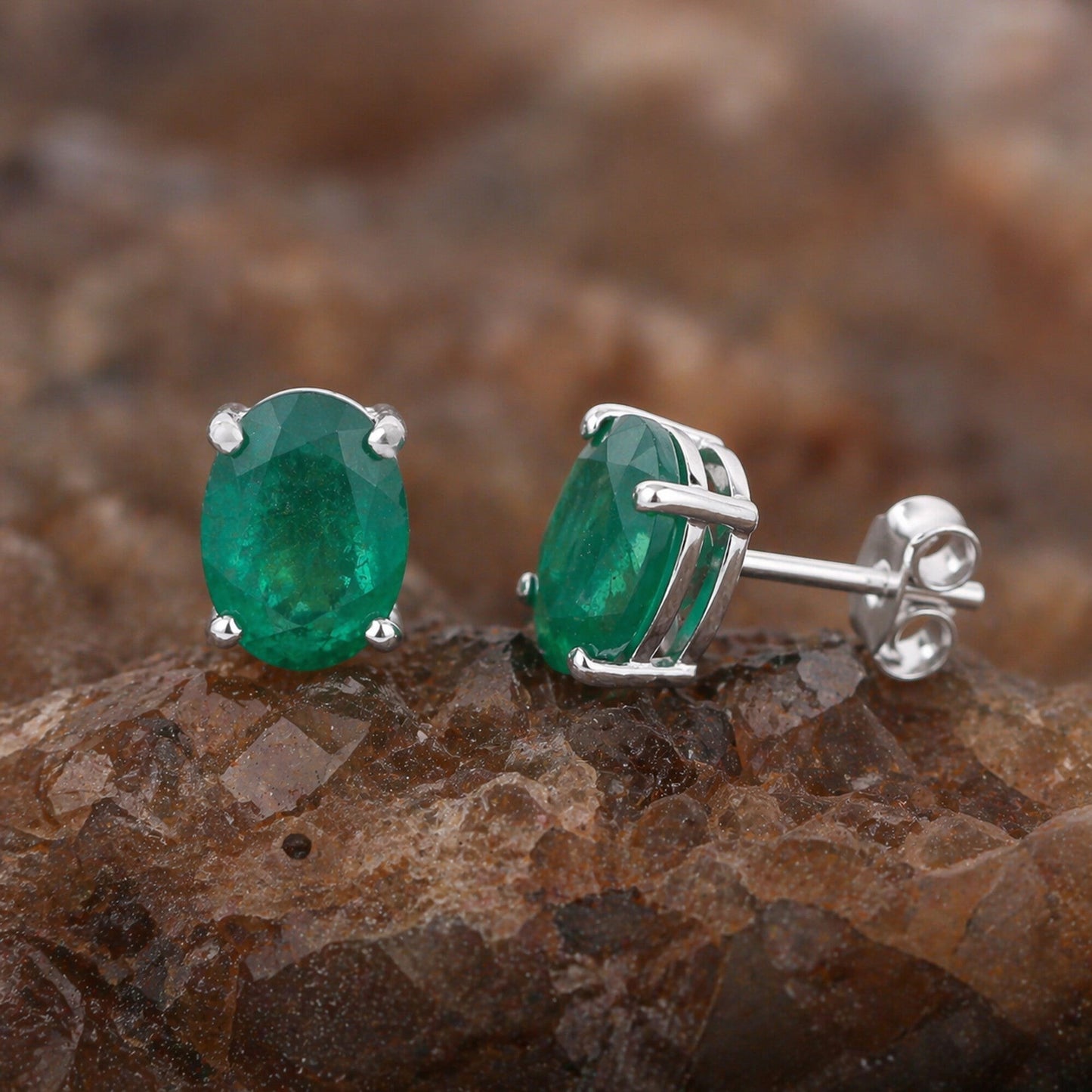 10 Ct Natural Green Emerald Earrings - GEMHUB & CO. - View 3