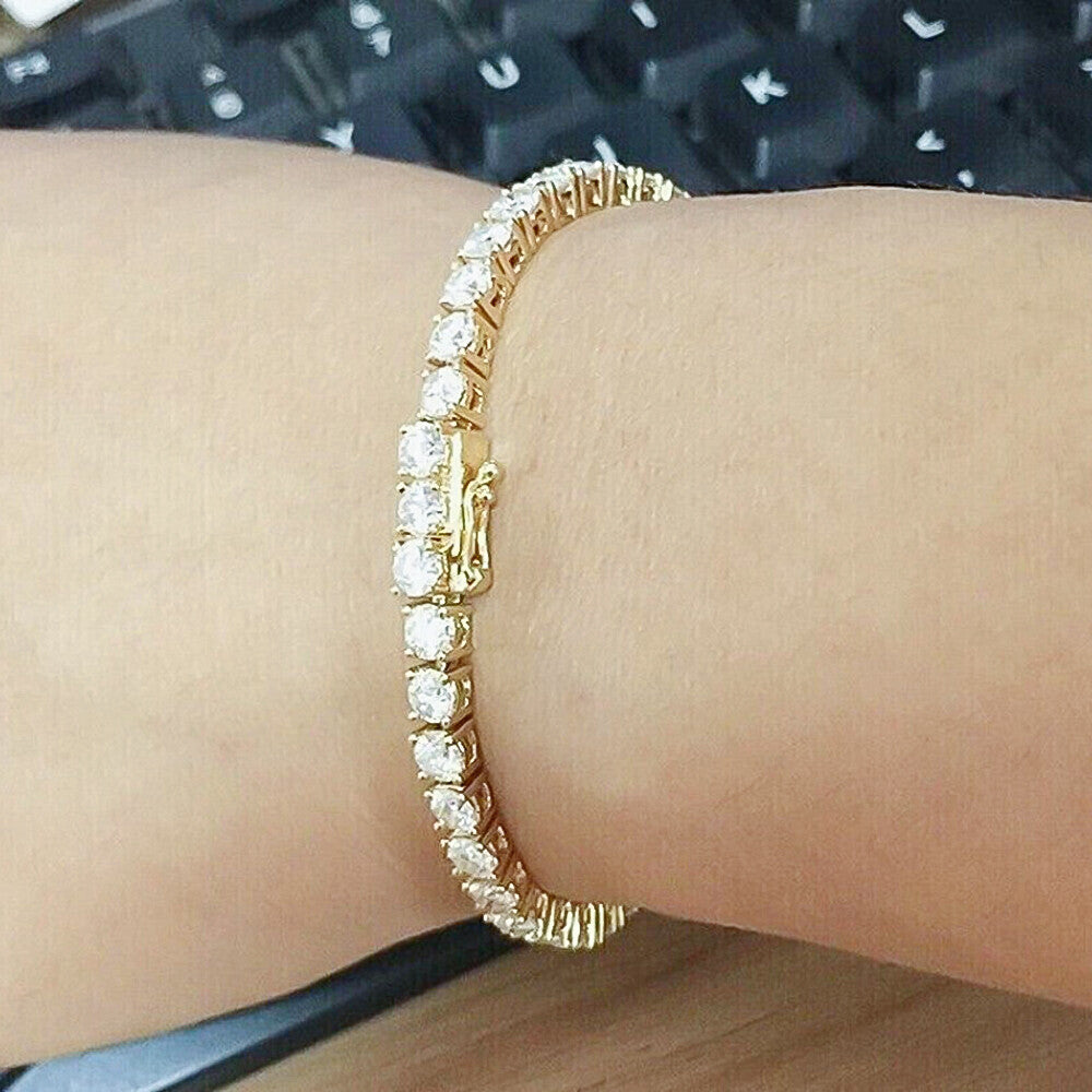 GH/VS Certified 6Ct Round Cut Sparkling Natural Diamond 14k Gold Tennis Bracelet - Image 2 - GEMHUB & CO.