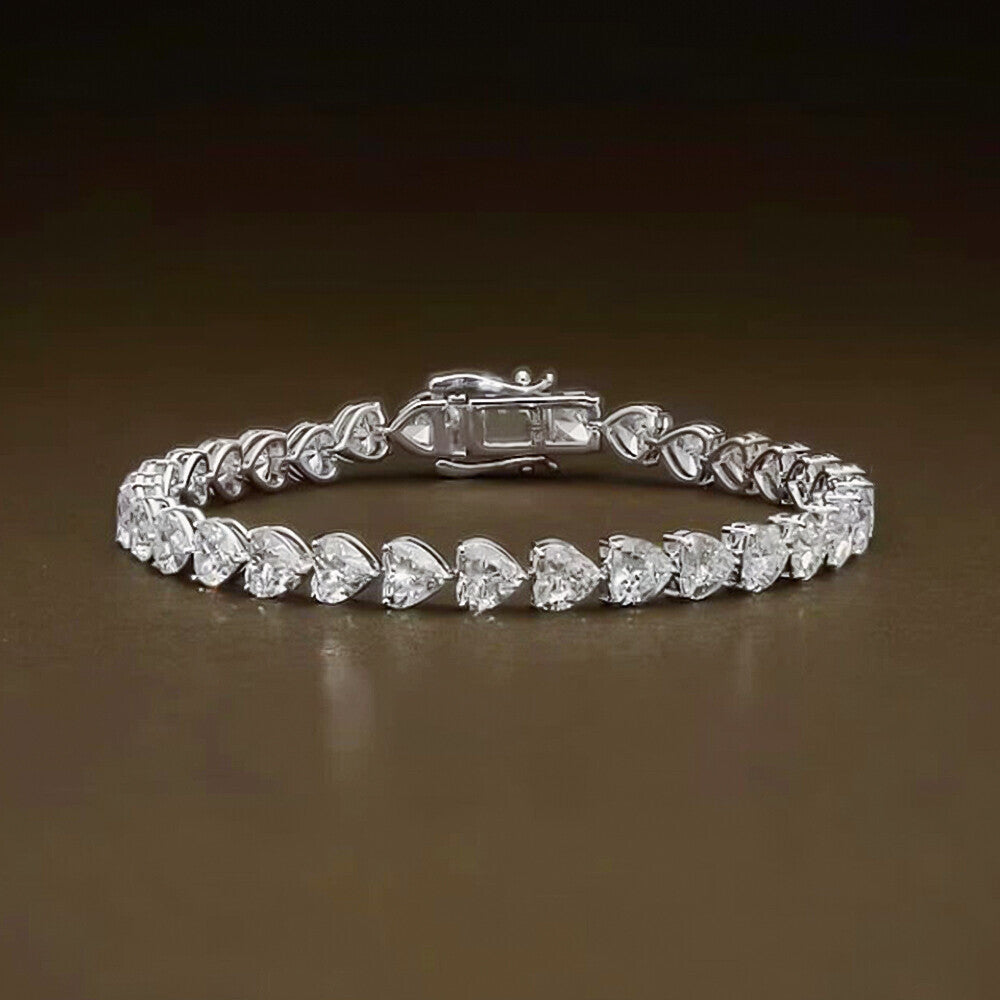 Certified Natural Green Emerald Round Tennis Bracelet Daily Wear 14k White Gold - Image 3 - GEMHUB & CO.