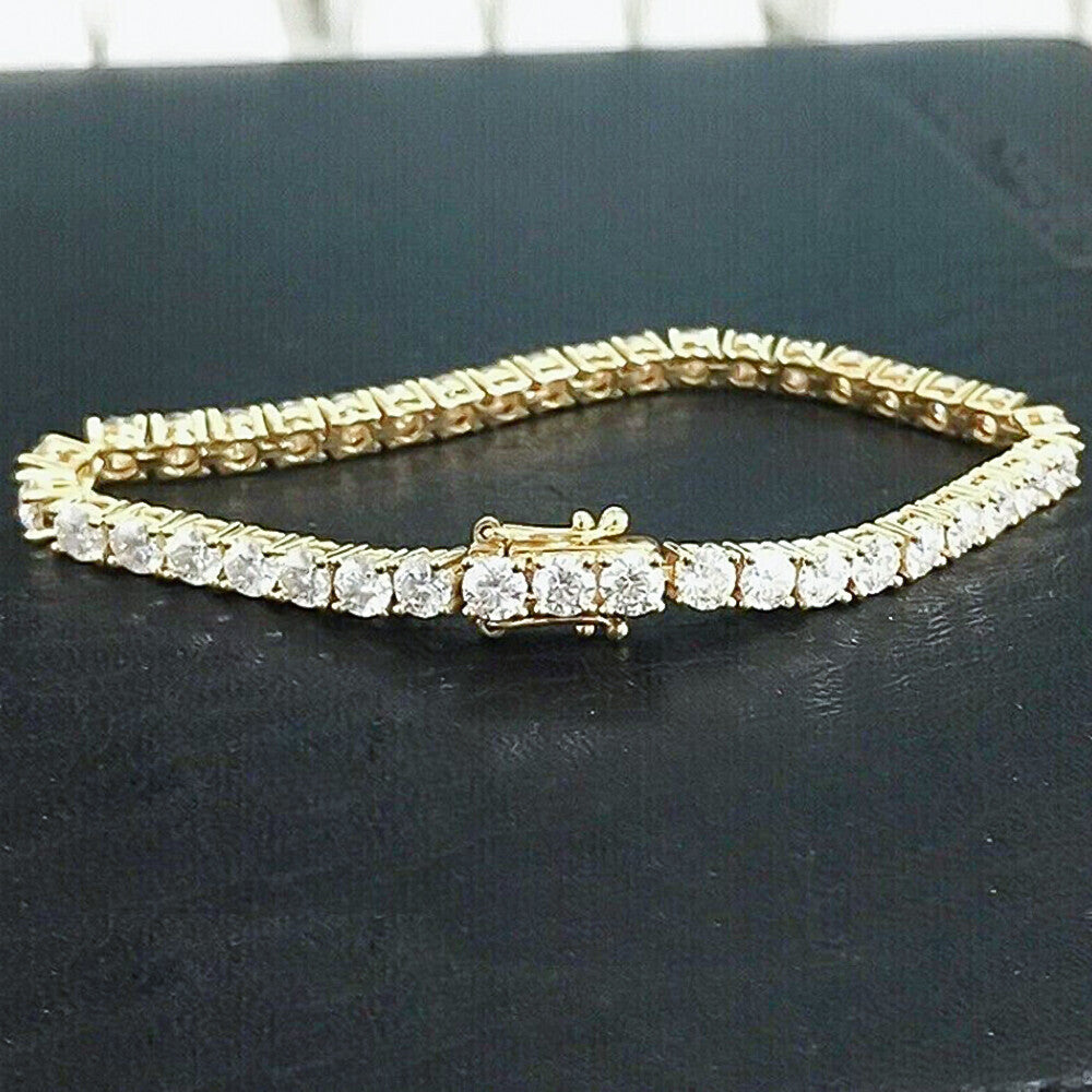 GH/VS Certified 6Ct Round Cut Sparkling Natural Diamond 14k Gold Tennis Bracelet - Image 3 - GEMHUB & CO.