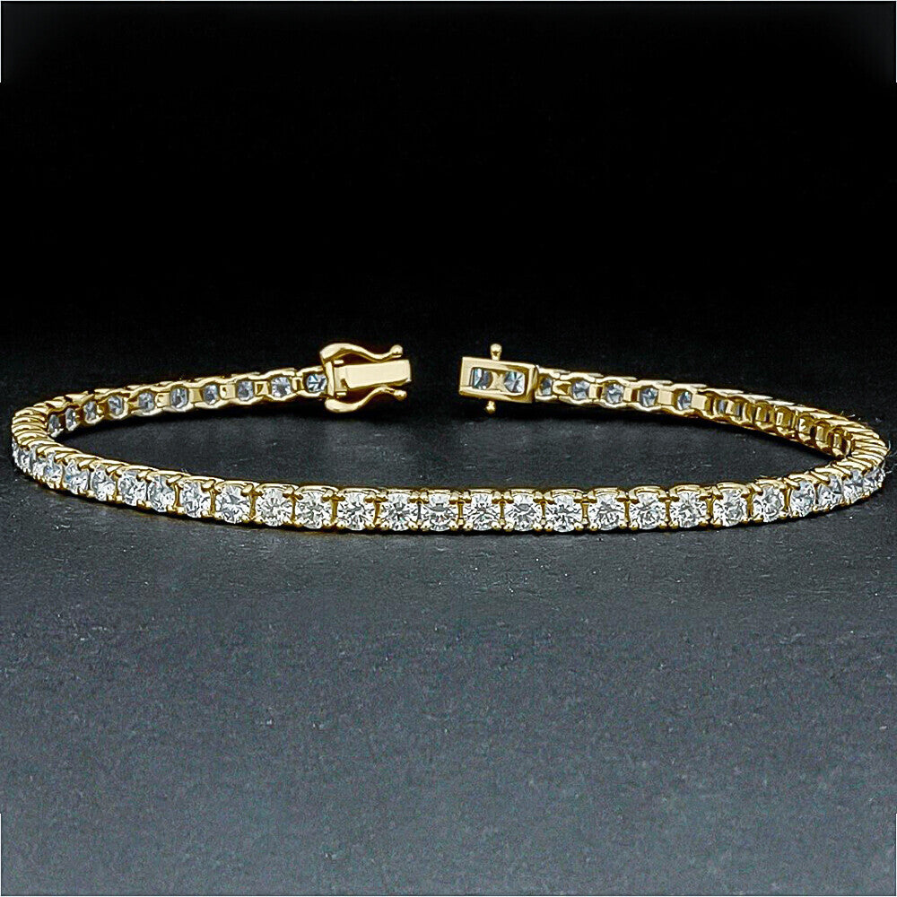 Dazzling Certified Natural Green Emerald Tennis Bracelet 14k Solid Gold Charm - Image 3 - GEMHUB & CO.