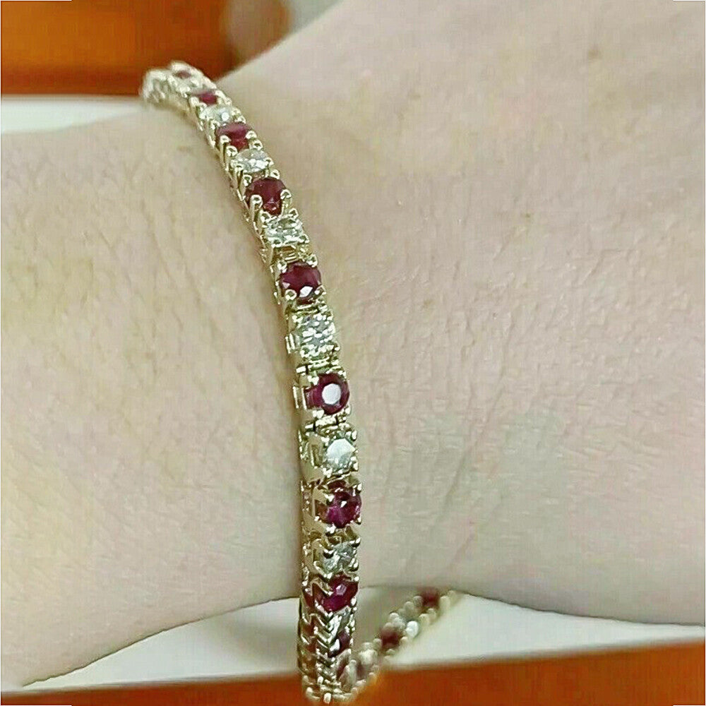 4.75Ct Round Natural Diamond Certified Exquisite Tennis Bracelet 14k White Gold - Image 2 - GEMHUB & CO.
