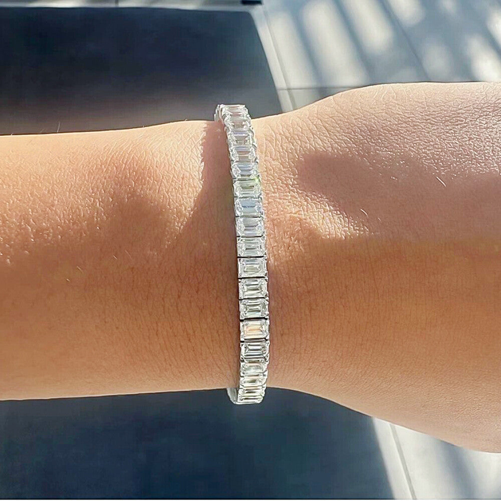 Natural Certified Round Cut Diamond Tennis Bracelet 14k White Gold 6.20Ct GH/SI - Image 4 - GEMHUB & CO.