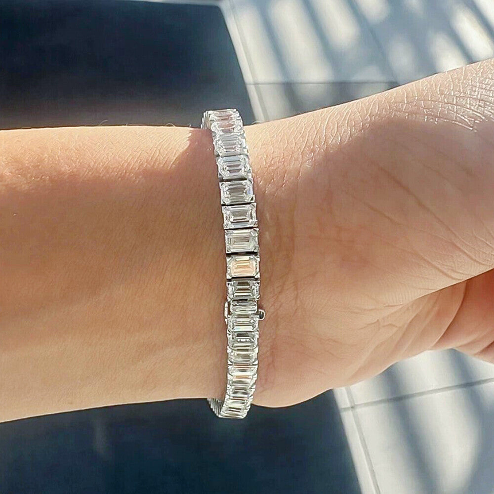 Natural Certified Round Cut Diamond Tennis Bracelet 14k White Gold 6.20Ct GH/SI - Image 3 - GEMHUB & CO.