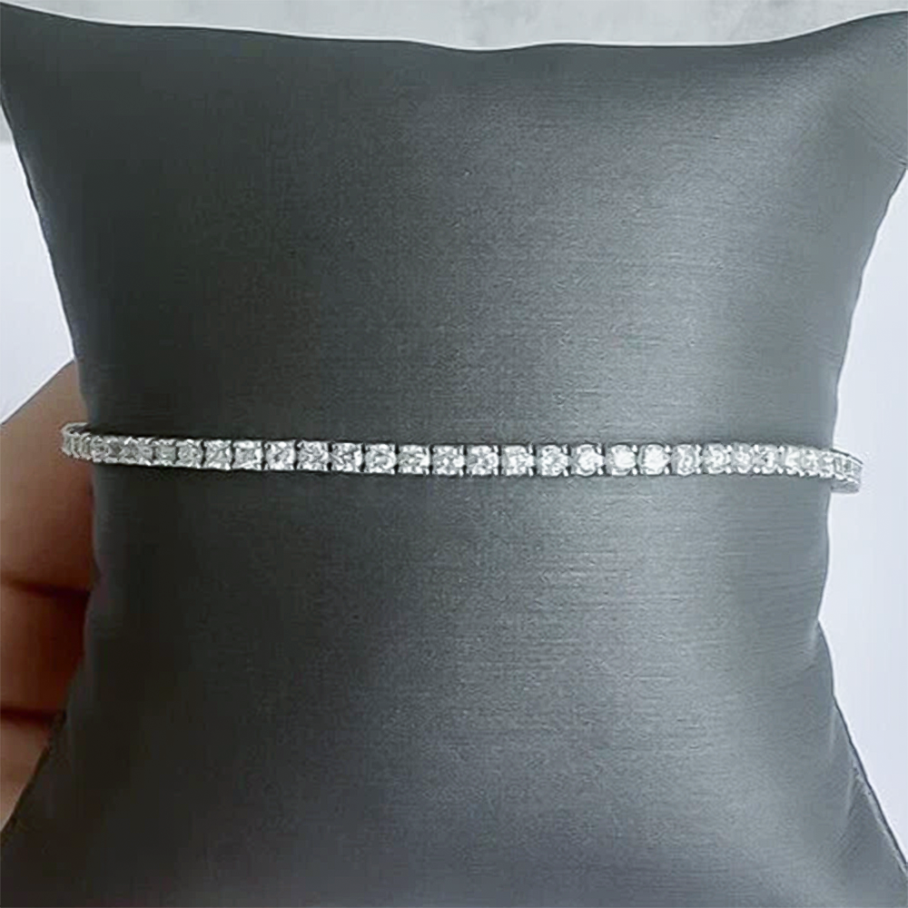 3.49Ct Natural Diamond Tennis Bracelet Engagement Wedding Round 14k Gold - GEMHUB & CO.