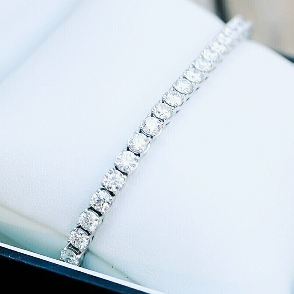 14k White Gold Sparkling Wedding Tennis Bracelet Certified Natural Diamond 6Ct - GEMHUB & CO.