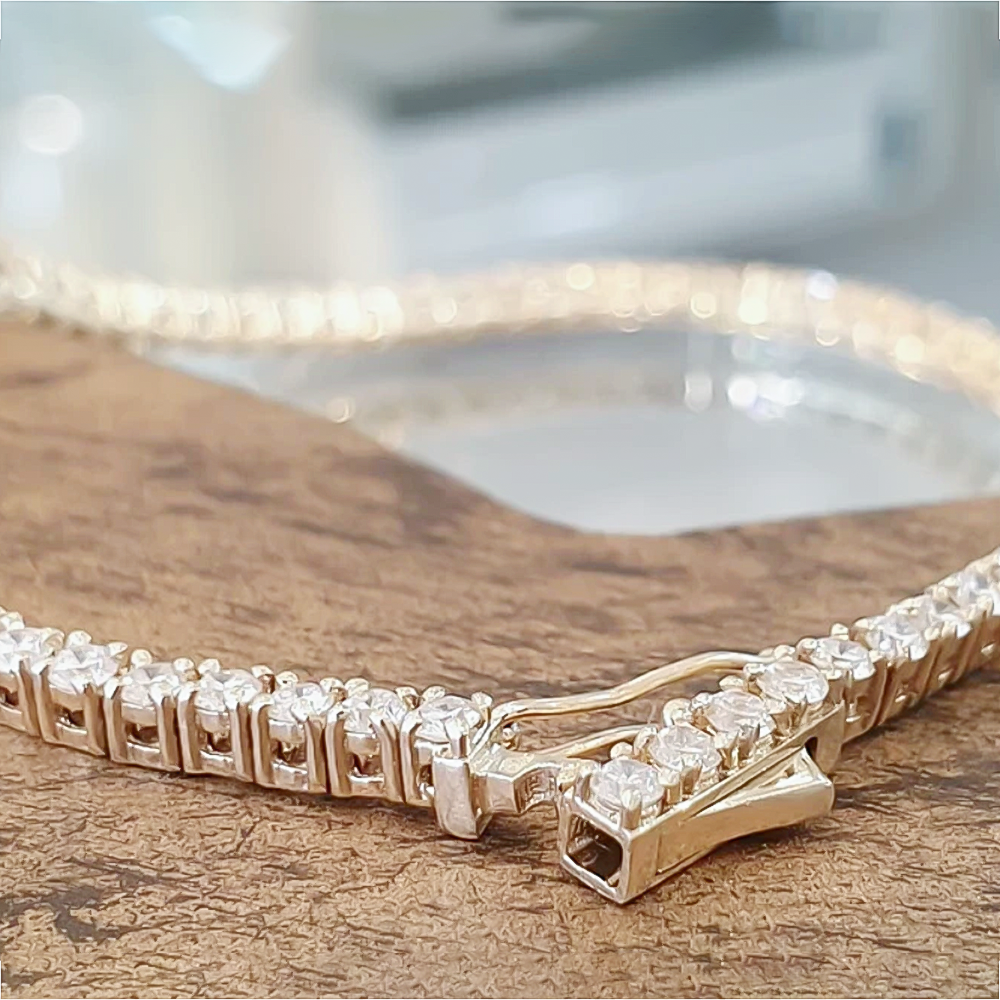 3.50Ct Round GH/VS Certified Natural Diamond Tennis Her Bracelet 14k Yellow Gold - Image 4 - GEMHUB & CO.