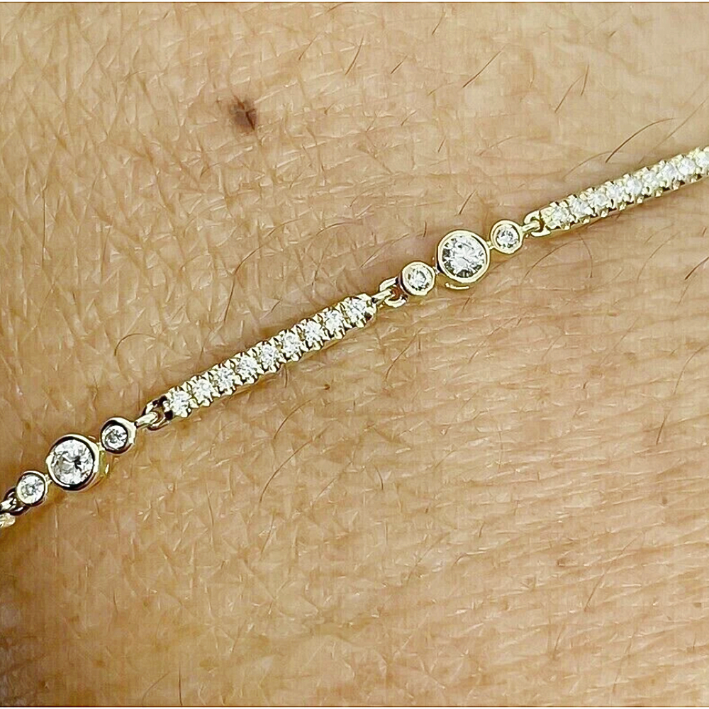 2Ct Round Cut Natural Diamond GH SI Women's Tennis Bracelet Real 14k Yellow Gold - Image 4 - GEMHUB & CO.