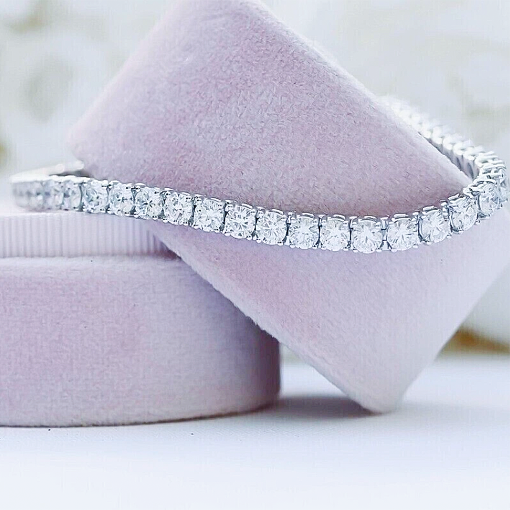 14k White Gold Sparkling Wedding Tennis Bracelet Certified Natural Diamond 6Ct - Image 4 - GEMHUB & CO.