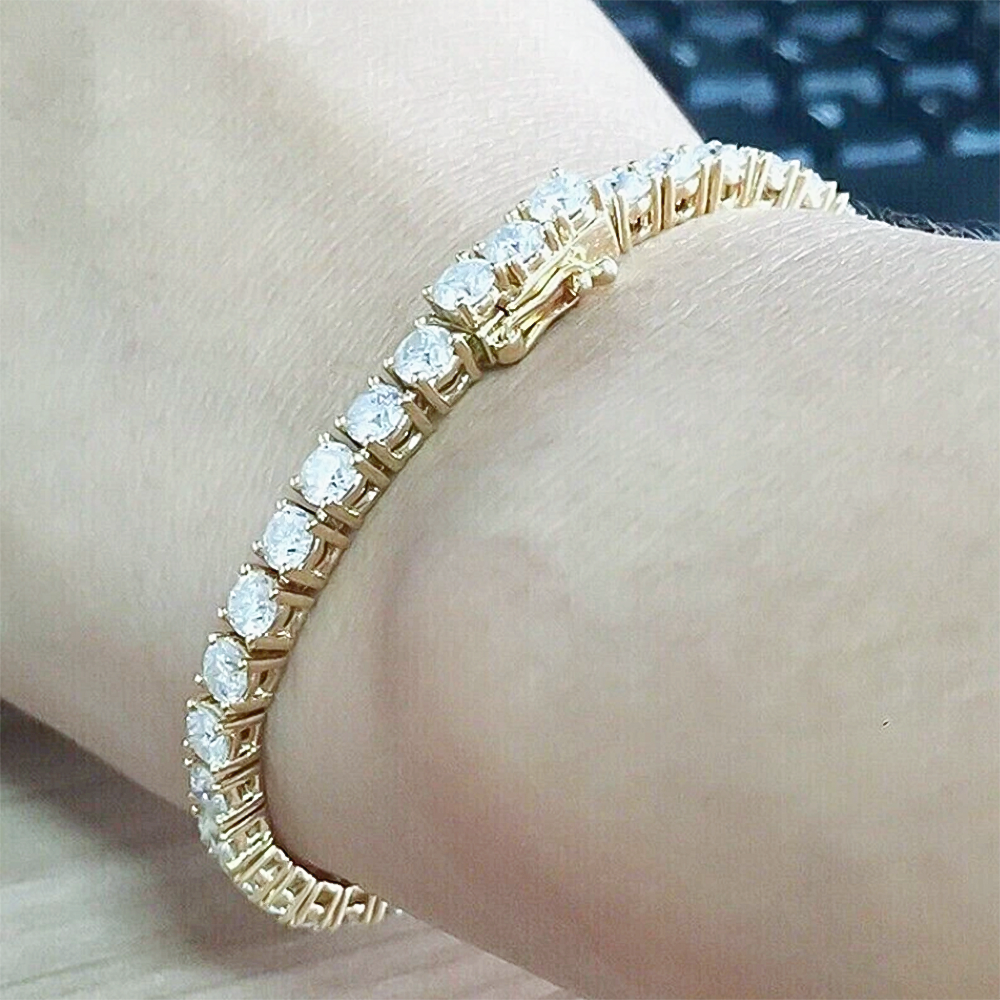 Valentine Special Gift Round Cut 5.40Ct Natural Diamond Tennis Bracelet 14k Gold - Image 3 - GEMHUB & CO.