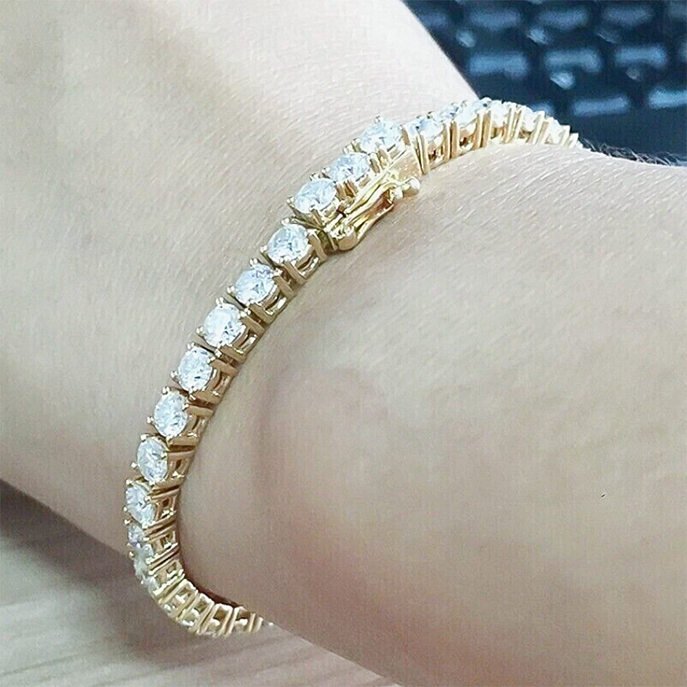 Valentine Special Gift Round Cut 5.40Ct Natural Diamond Tennis Bracelet 14k Gold - Image 4 - GEMHUB & CO.