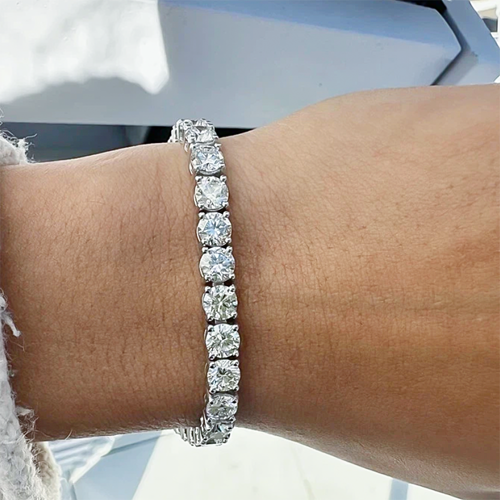 Wedding Gift 10.35Ct Natural Diamond Tennis Bracelet For Women 14k White Gold - Image 3 - GEMHUB & CO.