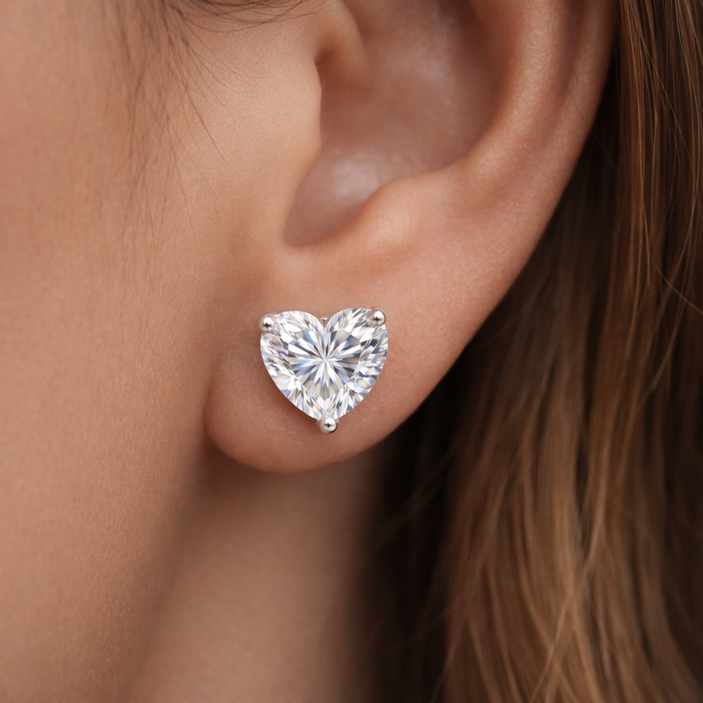 4 Ct Heart Cut Lab Grown Diamond Earrings - View 5