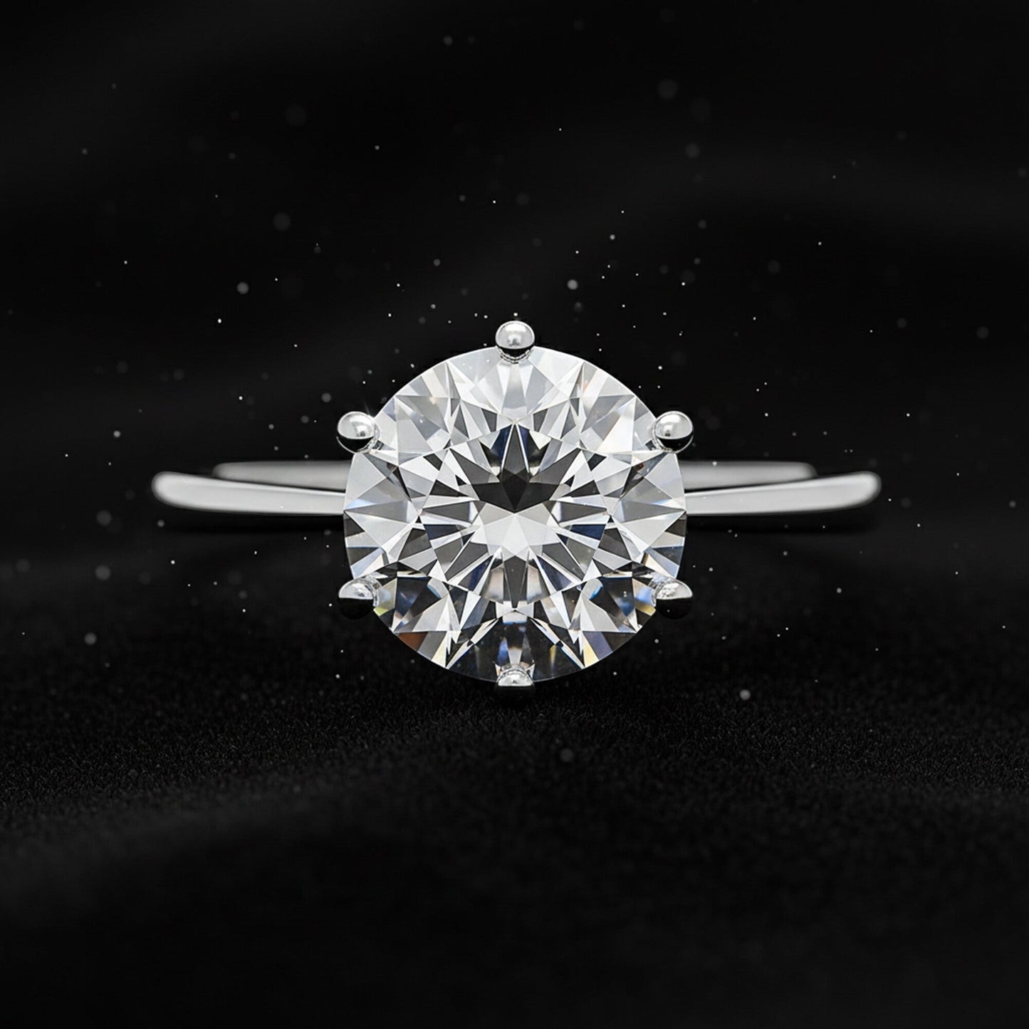 3.21 carat lab diamond ring worn on hand, classic engagement-ring styling