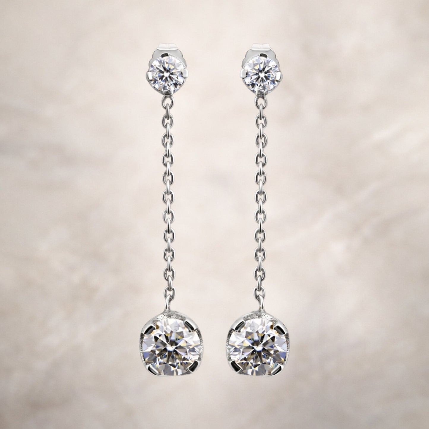 6 Ct Round Cut Lab Grown Diamond Earrings - View 3