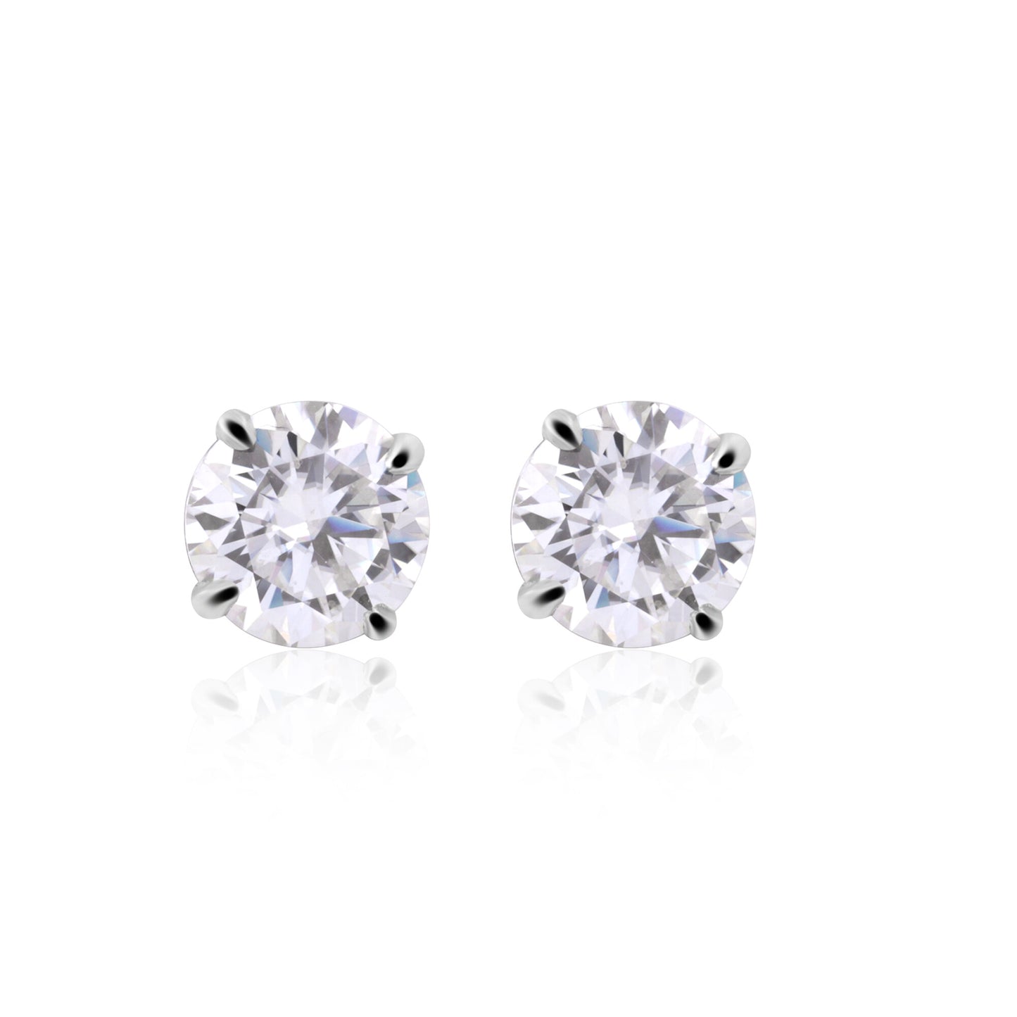 3 Ct Round Cut Lab Grown Diamond Earrings - View 2