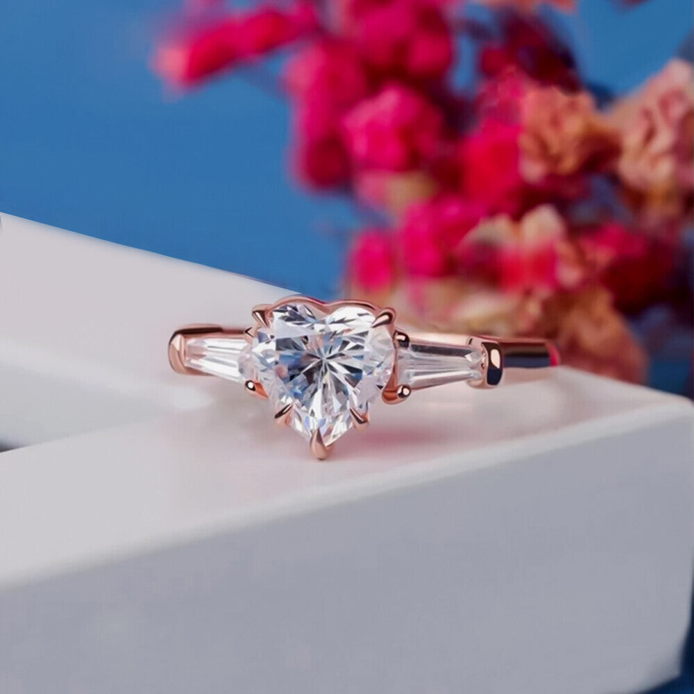 2.50 Ct Certified White Moissanite Ring New Year Ring for Women 18K Gold Plated Ver 18K Gold Plated