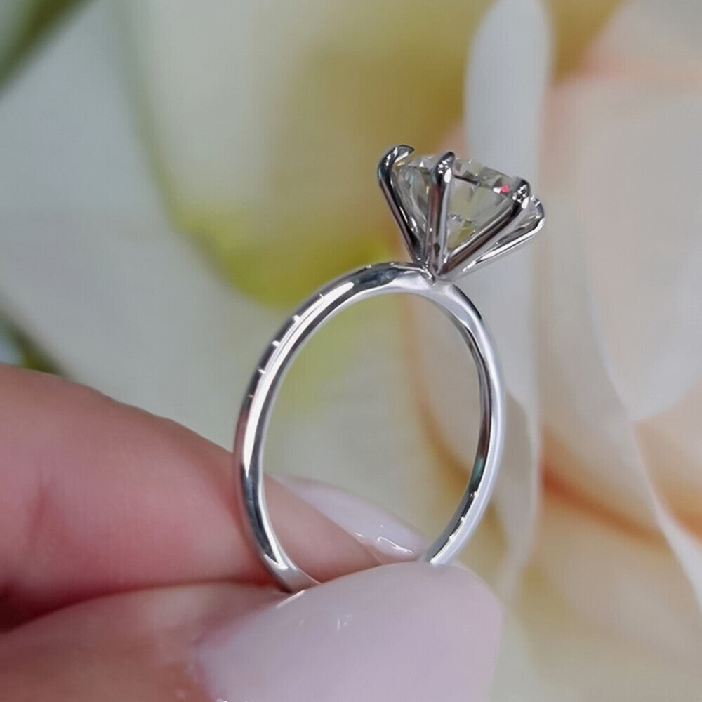Certified 3.70 Ct White Moissanite Solitaire Statement Ring 18K Gold Plated
