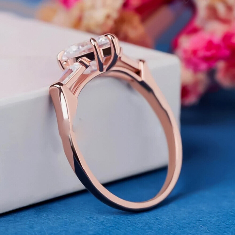 2.50 Ct Certified White Moissanite Ring New Year Ring for Women 18K Gold Plated Ver 18K Gold Plated