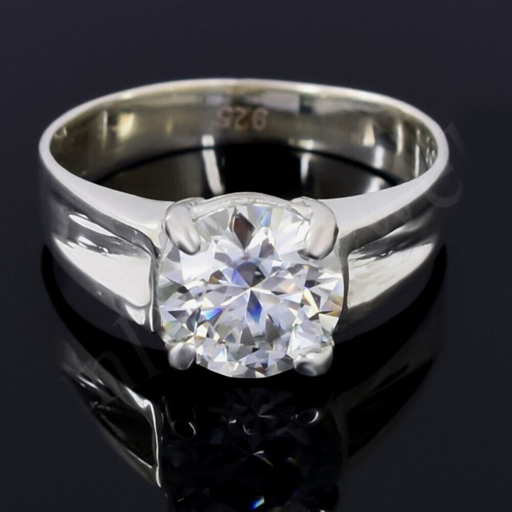 2.50 Ct White Round Cut Certified Moissanite Solitaire Rings 18K Gold Plated Vermei 18K Gold Plated