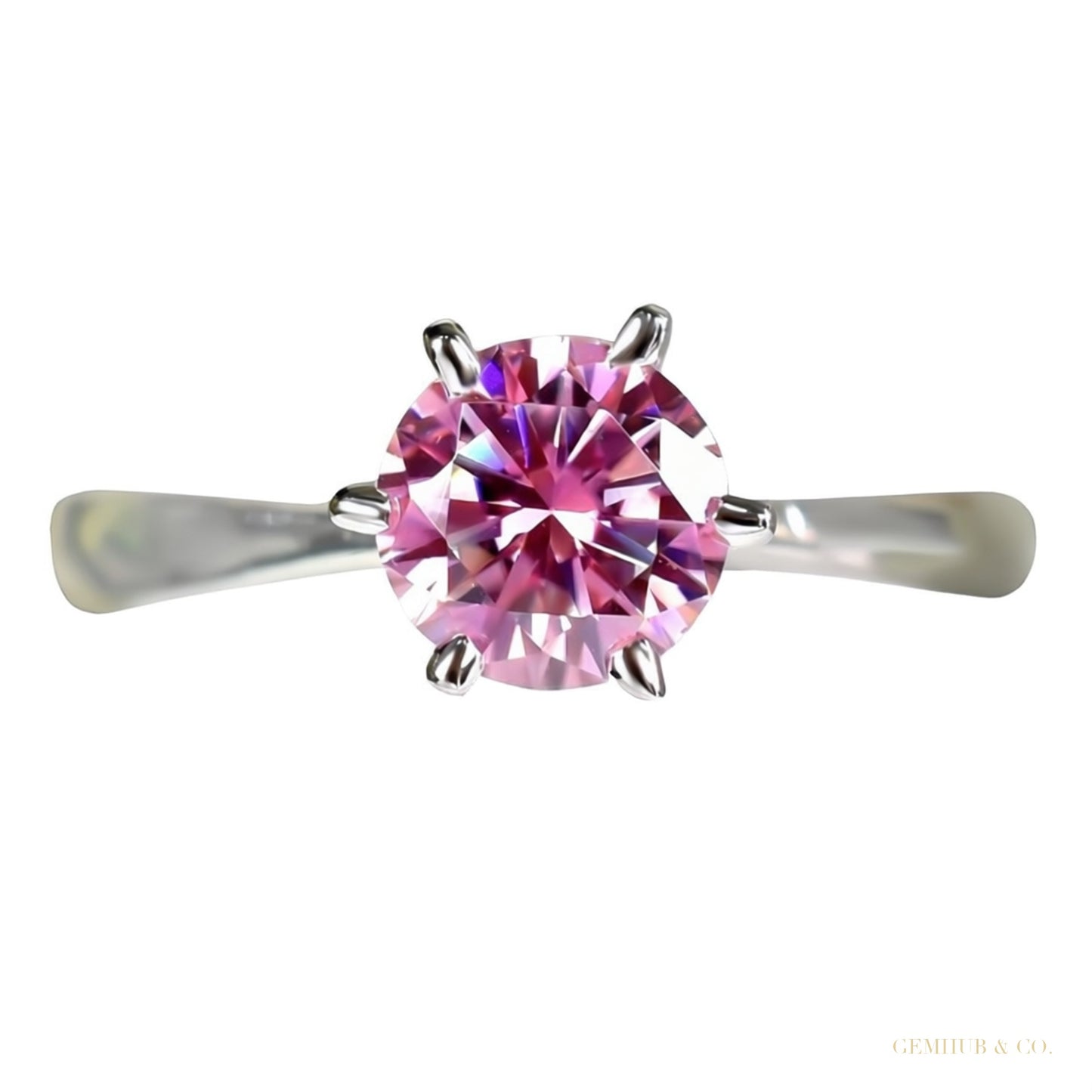 Certified 1.1ct VVS1 Pink Moissanite Ring Jewelry Gift for Women 18K Gold Plated Ve 18K Gold Plated – white background main image