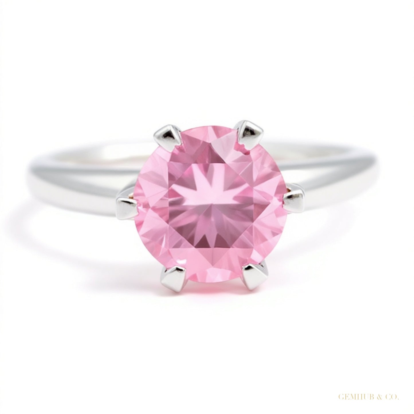 Certified 2.20ct VVS1 Pink Moissanite Solitaire Ring for Lover Gift 18K Gold Plated – white background main image