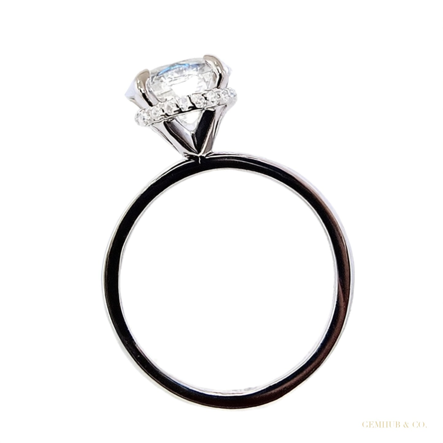 Certified 3.25 ct DEW Round Cut White Moissanite Solitaire Statement Ring 18K Gold Plat 18K Gold Plated – white background main image