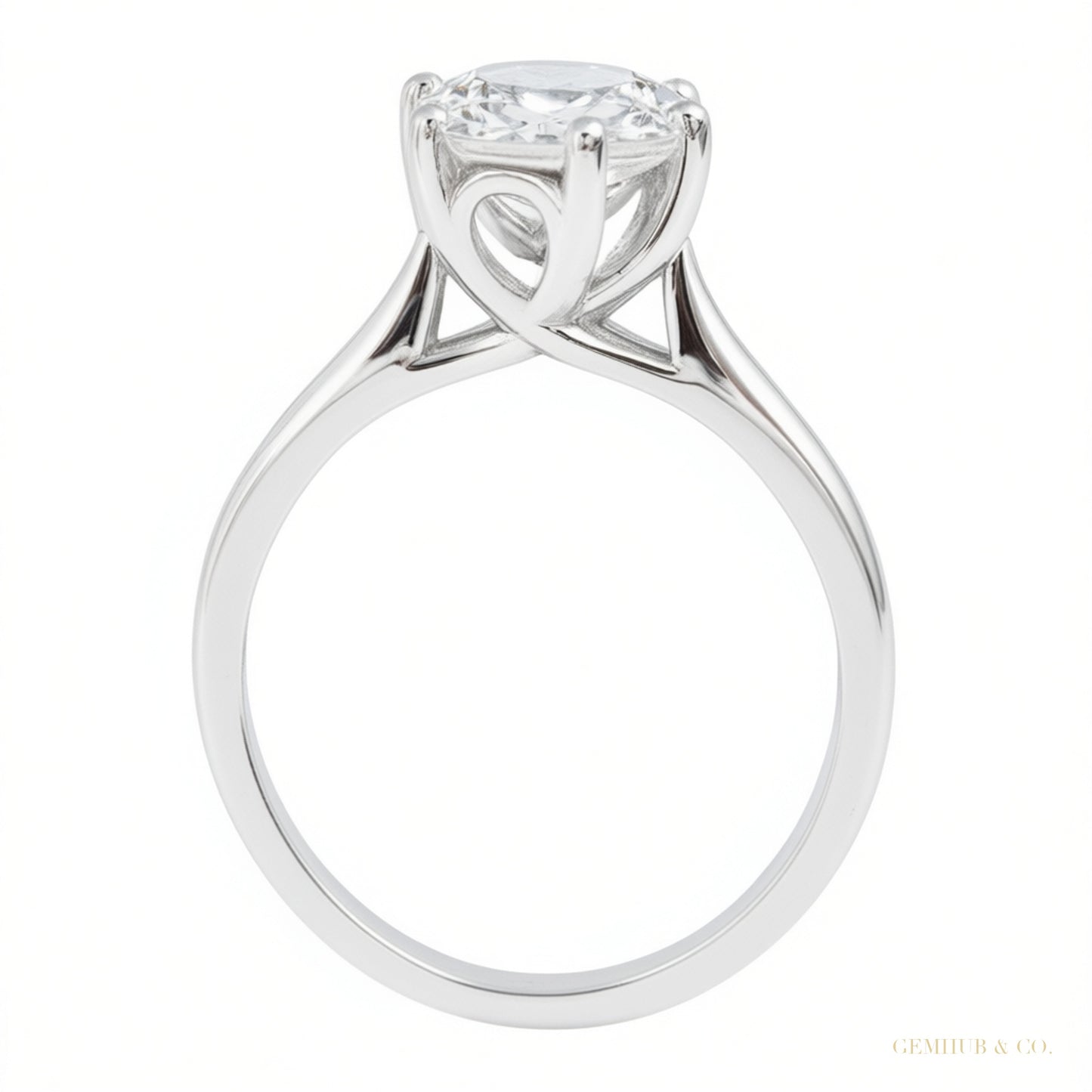Certified 3 ct DEW Round Cut White Moissanite Solitaire Ring in 18K Gold Plated Vermei 18K Gold Plated – white background main image
