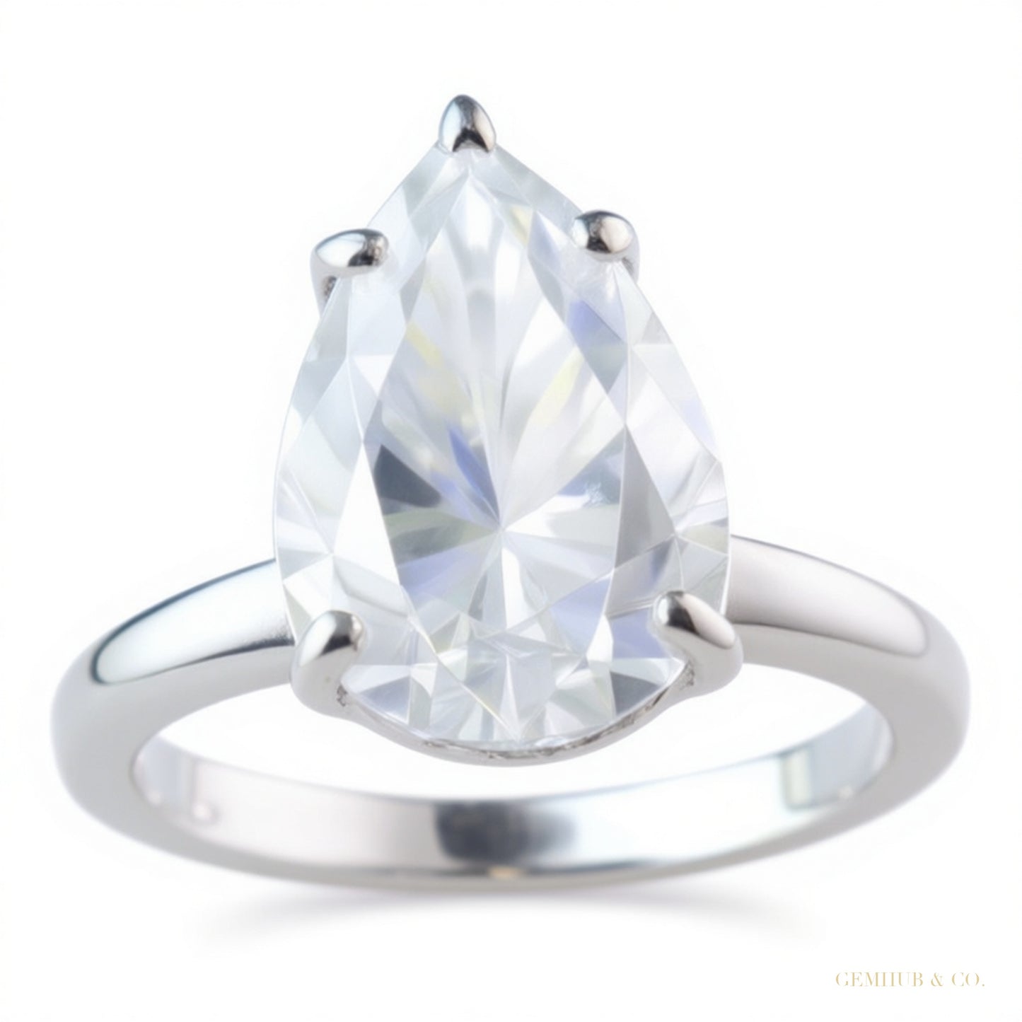 Certified 5.5ct VS1 White Moissanite Ring Jewelry Gift for Women 18K Gold Plated Ve 18K Gold Plated – white background main image