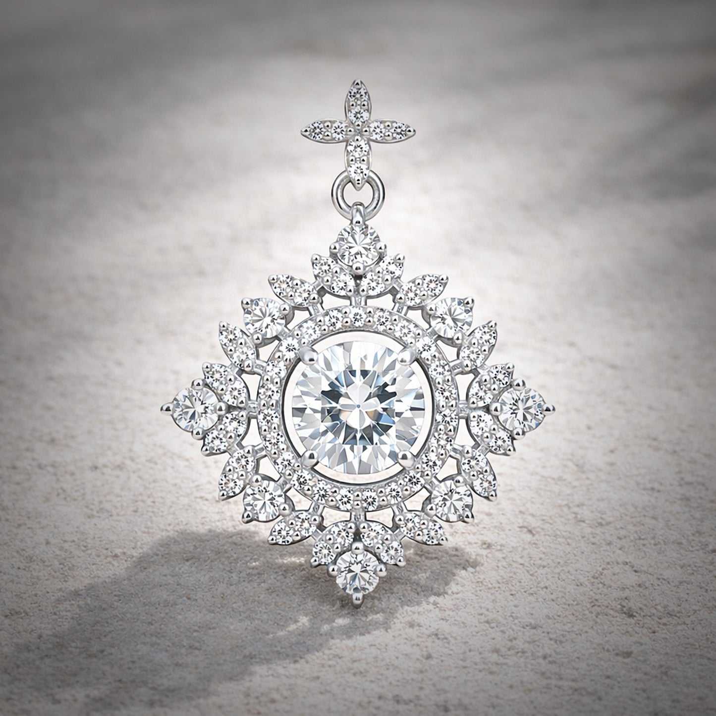GEMHUB & CO. 5 Ct round cut lab grown diamond pendant in 18k gold vermeil with VS1 clarity.