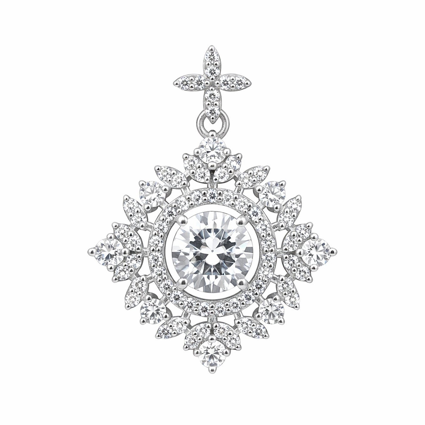 GEMHUB & CO. 5 Ct round cut lab grown diamond pendant in 18k gold vermeil with VS1 clarity.