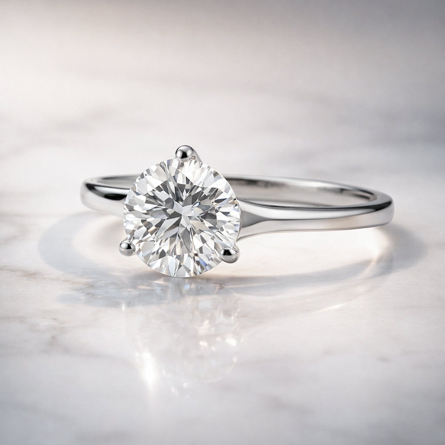 GEMHUB & CO. 2.20 Ct round cut lab grown diamond ring in 18k gold vermeil with VS1 clarity.