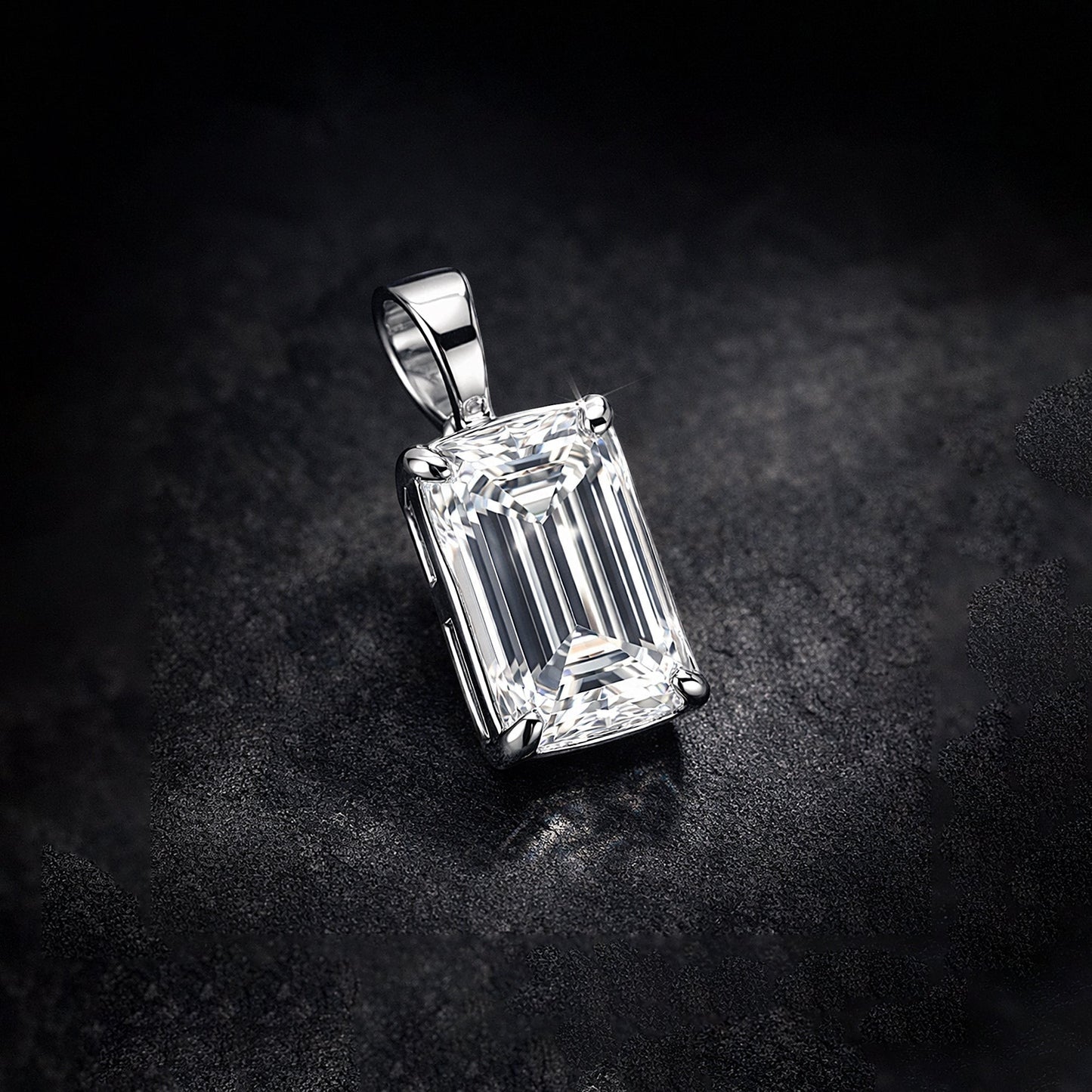 GEMHUB & CO. 3.30 Ct emerald cut lab-grown diamond pendant with VS1 clarity in 18k gold vermeil.